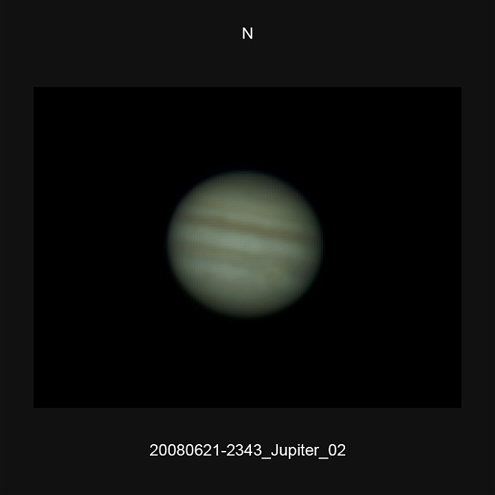 20080621_2343_Jupiter_02.JPG -   Newton d 309,5 / af 5730 (Barlow) Phillips 740K UV-IR-Cut filter 640x480 AVI-750 (15 frames/s) Giotto, A-PS-CS3  