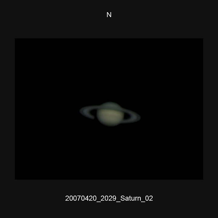 20070420_2029_Saturn_02.JPG -   Newton d 309,5 / af 5730 (Barlow) Phillips 740K UV-IR-Cut filter 640x480 AVI-800 (15 frames/s) Giotto, A-PS-CS3  