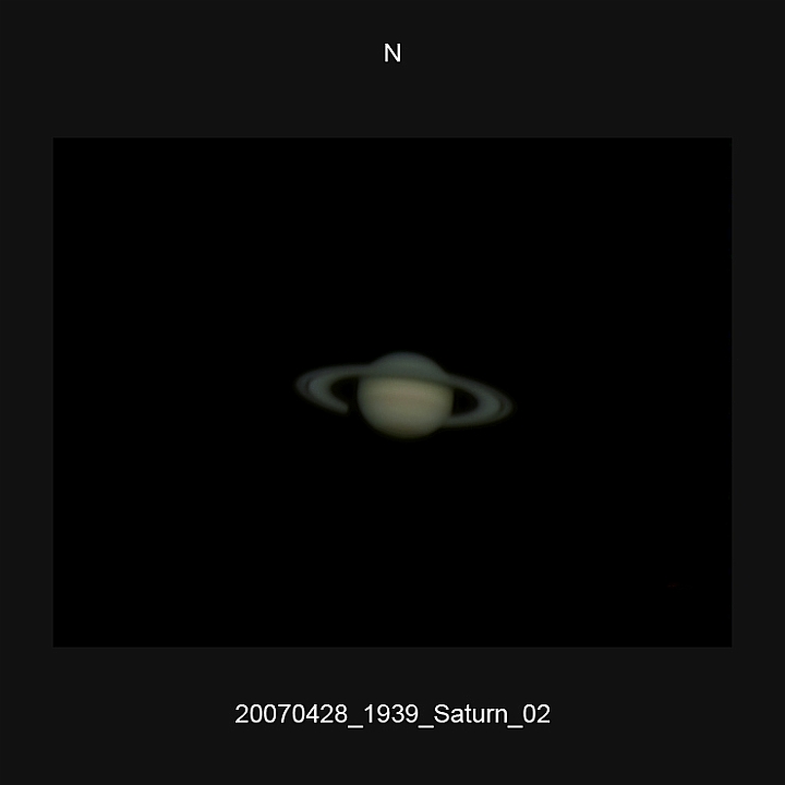 20070428_1939_Saturn_02.JPG -   Newton d 309,5 / af 5730 (Barlow) Phillips 740K UV-IR-Cut filter 640x480 AVI-800 (15 frames/s) Giotto, A-PS-CS3  