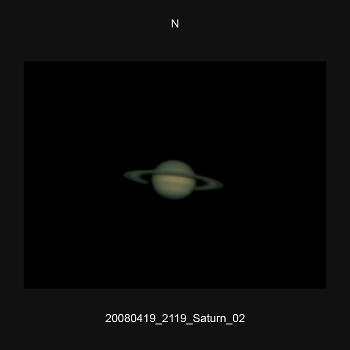20080419_2119_Saturn_02.JPG -   Newton d 309,5 / af 5730 (Barlow) Phillips 740K UV-IR-Cut filter 640x480 AVI-800 (15 frames/s) Giotto, A-PS-CS3  